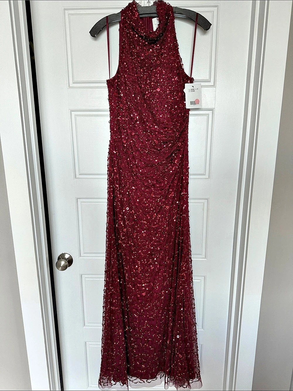 Adrianna Papell Platinum sequined maxi dress Sequined Maxi Dress in Red Size 8